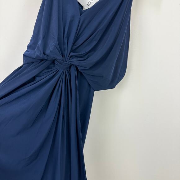Misa Los Angeles Domino Dress Draped Ruched Navy Knee Length Cocktail XS NWT - Picture 6 of 11